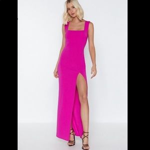 Nasty Gal Pink Square Neck Maxi Dress- Size 6